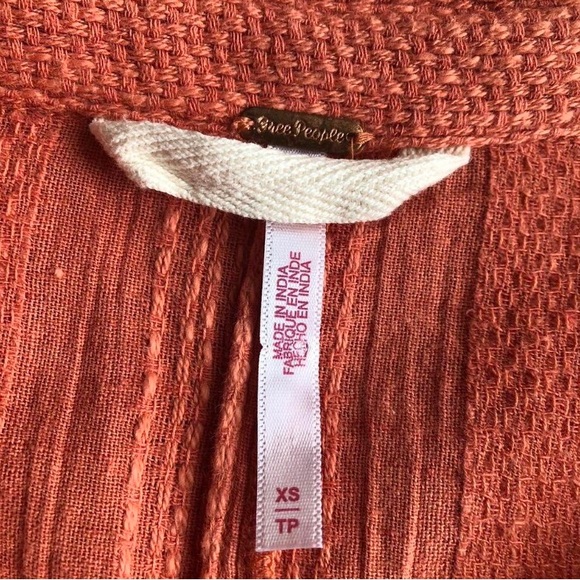 Free People Batwing Shirt Dress Tangerine Boho Mini 90% Cotton Women’s Sz XS - Picture 12 of 13